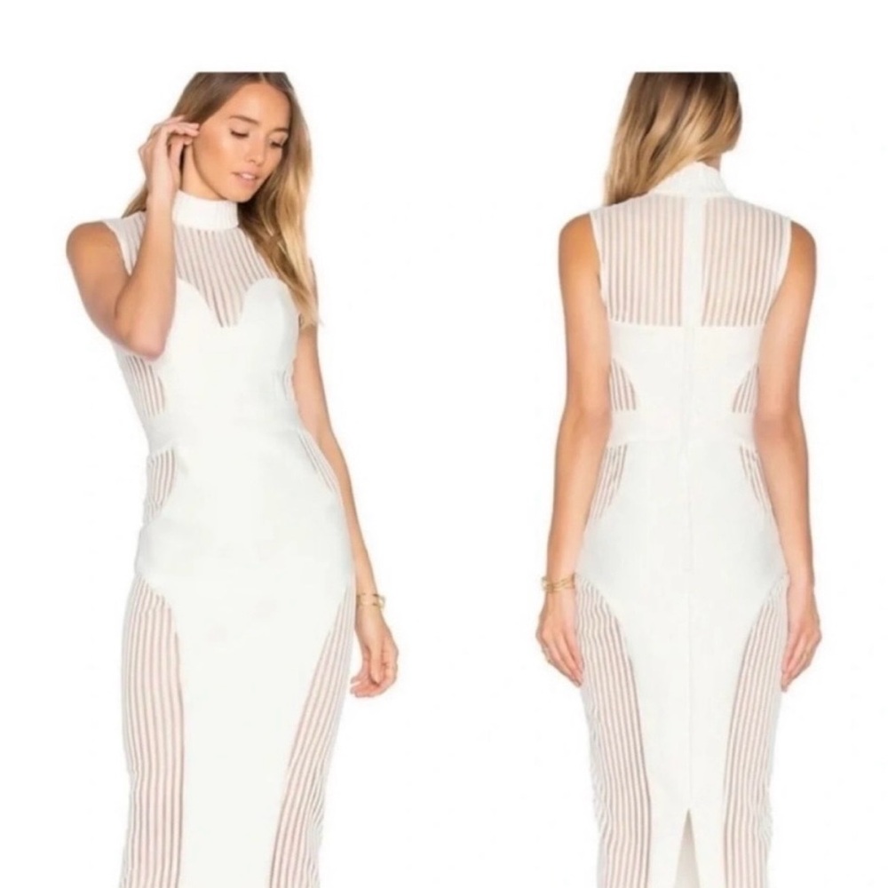 Zhivago White and Tan Striped Maxi Dress